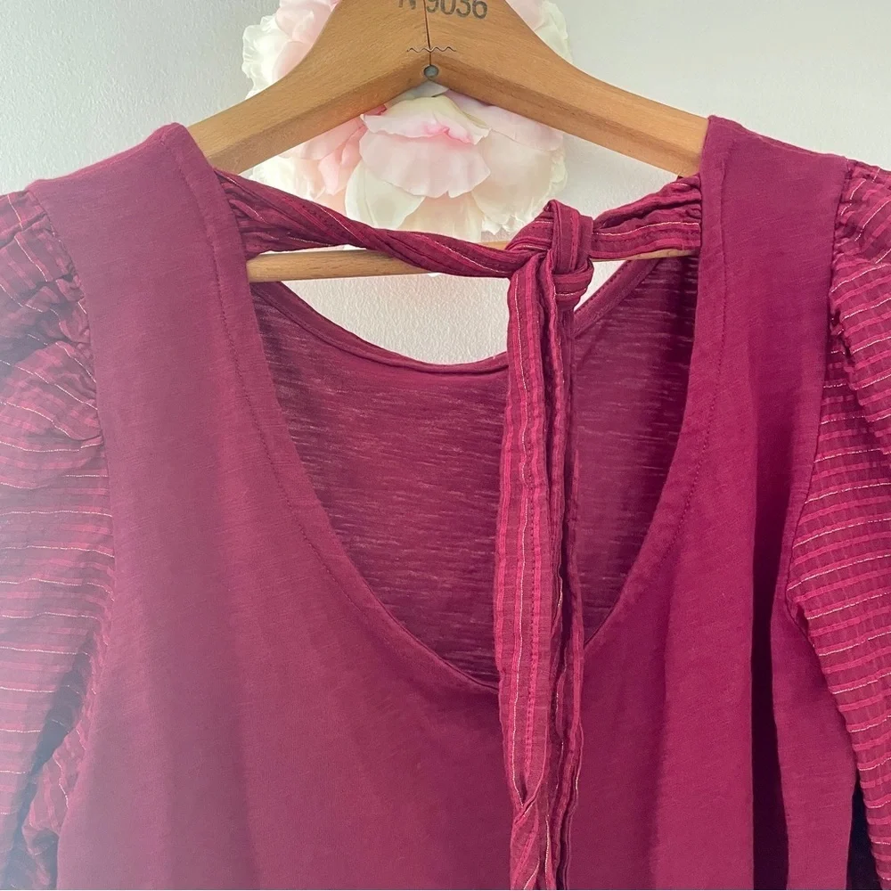 LOFT Shimmer Tie Back Mixed Media Top Medium